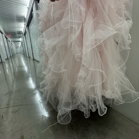 Blush Pink Ball Gown Quinceañera Prom Dress Rhinestone Corset Ruffle Tulle L/XL - Picture 6 of 14